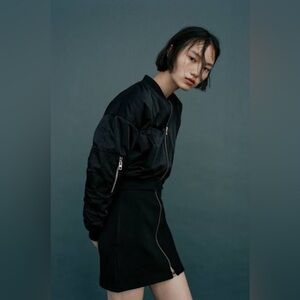 Zara MINI BOMBER DRESS. Black. Size S. New with Tags.